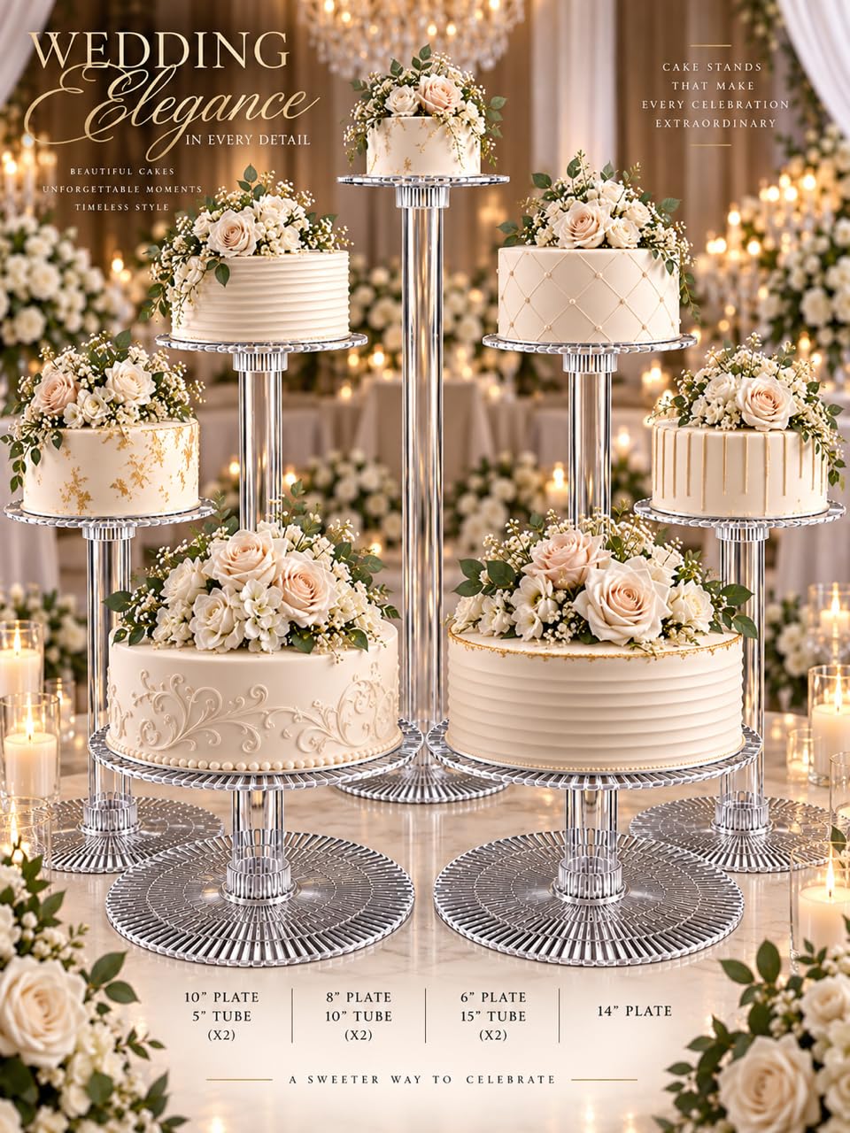 Amazon.com | PLATINUM CAKEWARE 7 Tier Clear Cascade Wedding Cake